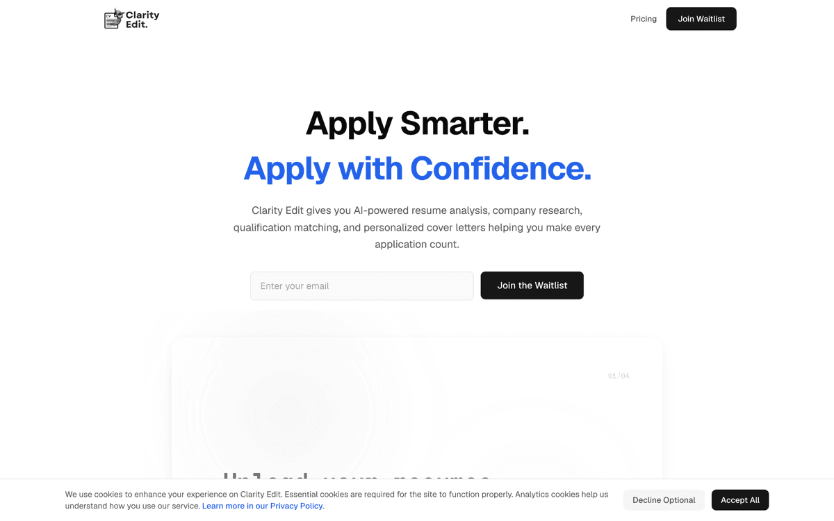Clarity Edit website