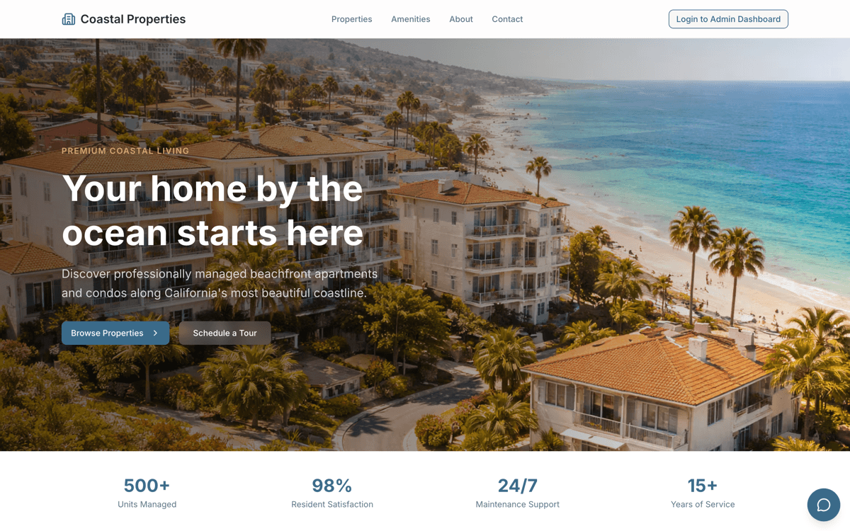 Coastal Properties website interface